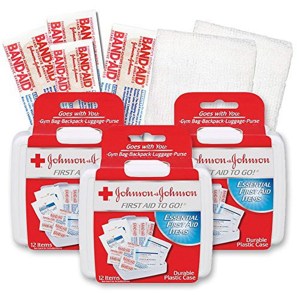 Johnson & Johnson First First Aid Kit Travel Size (Pack of 3 -- First Aid  Kit for Car, Office, Purse)